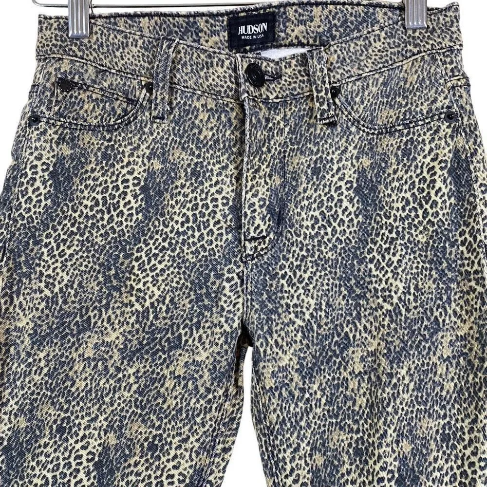 HUDSON Cheetah Print Nico Super Skinny Mid-rise Jeans